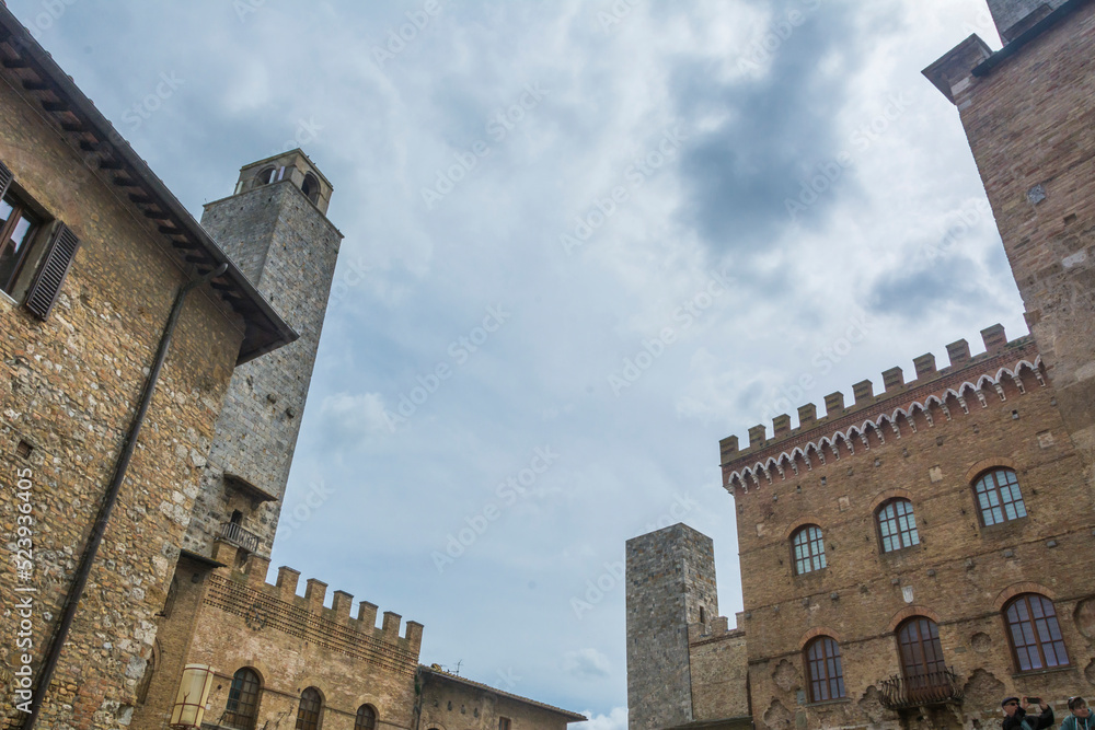 Medieval building against the sky at San Gemignano, Tuscany, Italy
