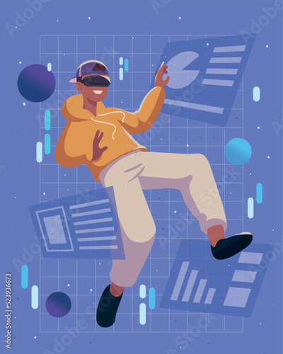 man interacting in metaverse