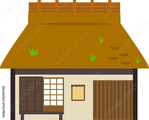 日本の御伽噺のような茅葺屋根の民家