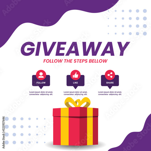 Giveaway social media contest vector template.