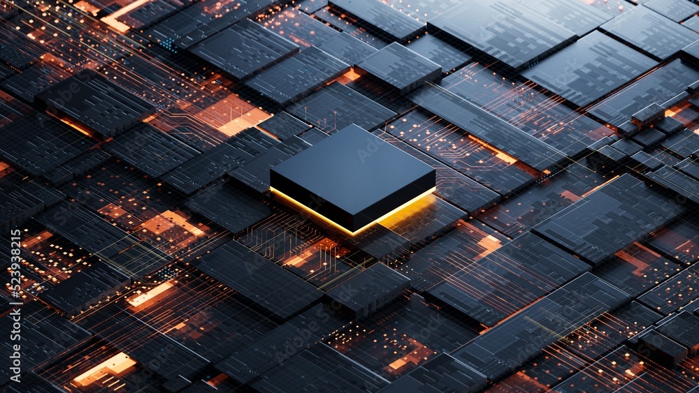 Central Computer Processors CPU concept. 3d rendering,conceptual image.3d background