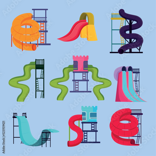 icons of water slides park