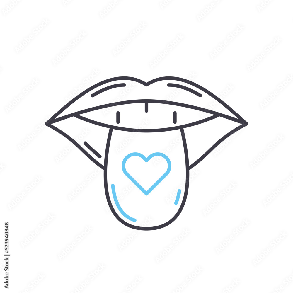 tongue tattoo line icon, outline symbol, vector illustration, concept sign tongue tattoo line icon, outline symbol, vector illustration, concept sign
