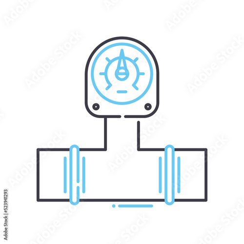 gas pressure meter line icon, outline symbol, vector illustration, concept sign
