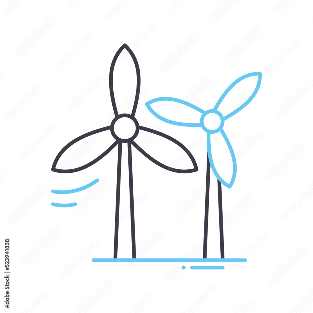 wind power line icon, outline symbol, vector illustration, concept sign wind power line icon, outline symbol, vector illustration, concept sign