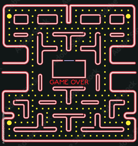 Illustration scene of the famous old pixel video game that we love, the familiar background screenshot retro style