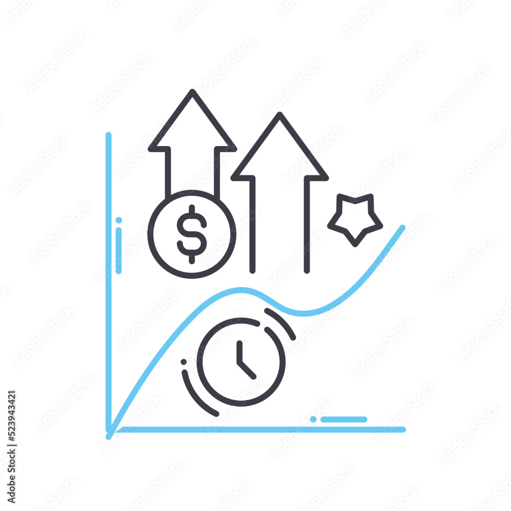 yield curve line icon, outline symbol, vector illustration, concept sign yield curve line icon, outline symbol, vector illustration, concept sign