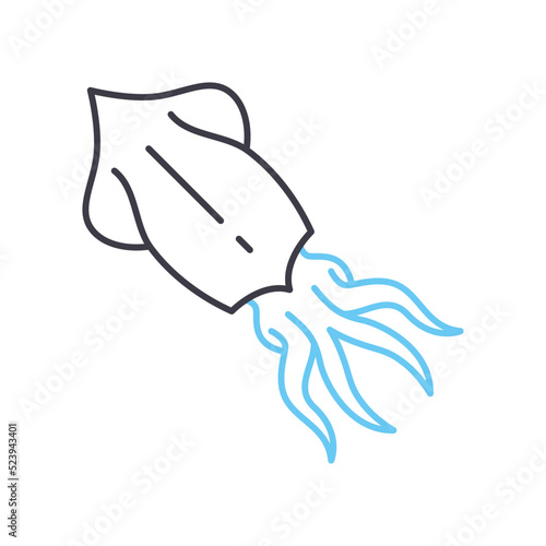 squid line icon, outline symbol, vector illustration, concept sign