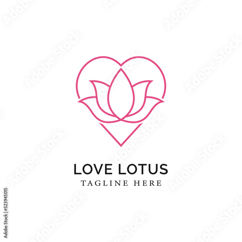 Leaf Lotus Flower Love Heart Sign Logo Design Vector Template