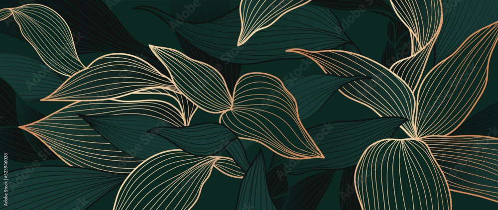 Scandinavian style green gold striped wallpaper - TenStickers