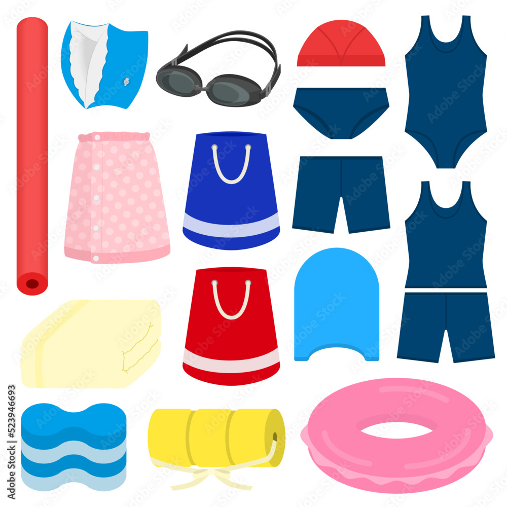 Obraz premium スイミング用具のイラストセット