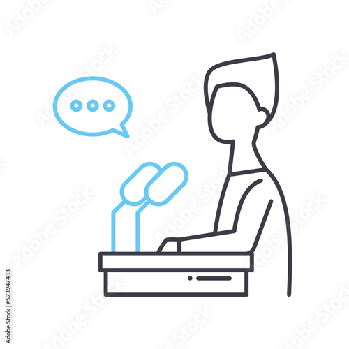 spokesperson male line icon, outline symbol, vector illustration, concept sign