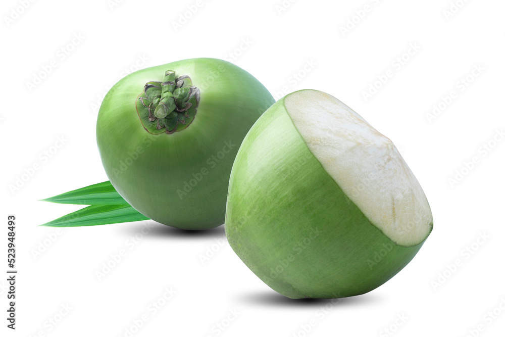 Sliced coconut on isolated white background. Sliced coconut on isolated white background.