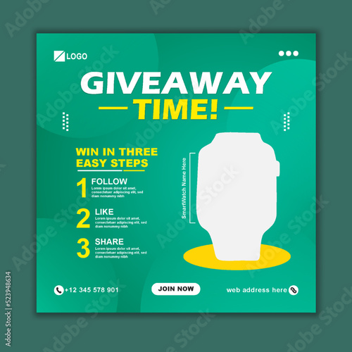 Giveaway Social Media Post Promotion for Instagram Facebook