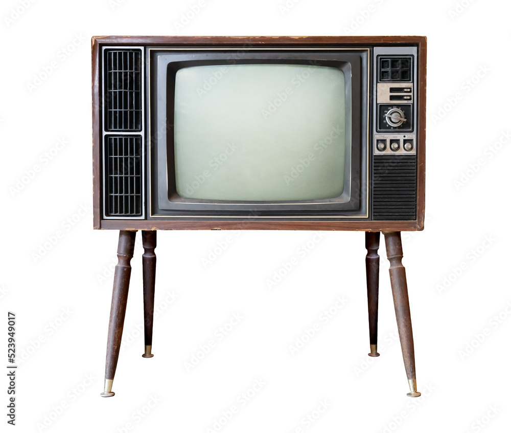 Vintage television - black and white tv isolate object for design, old  technology Stock Photo | Adobe Stock