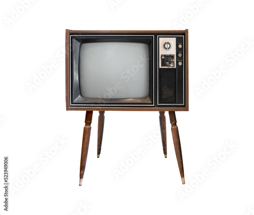 Vintage television - black and white tv isolate object for design, old technology