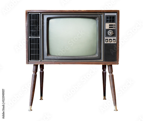Fotografia Vintage television - black and white tv isolate object for design, old technolog