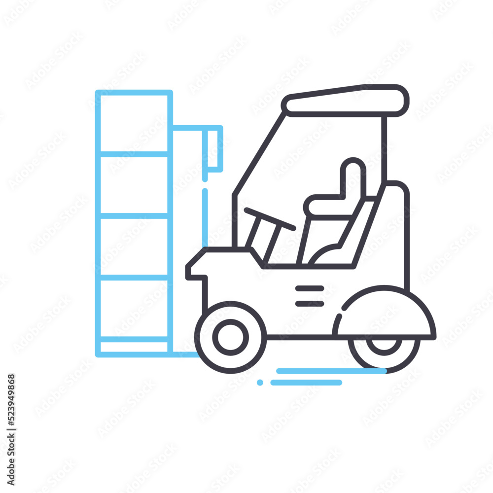 warehouse forklift line icon, outline symbol, vector illustration, concept sign