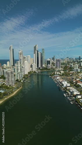 Aerial vertical video of Gold Coast in Australia