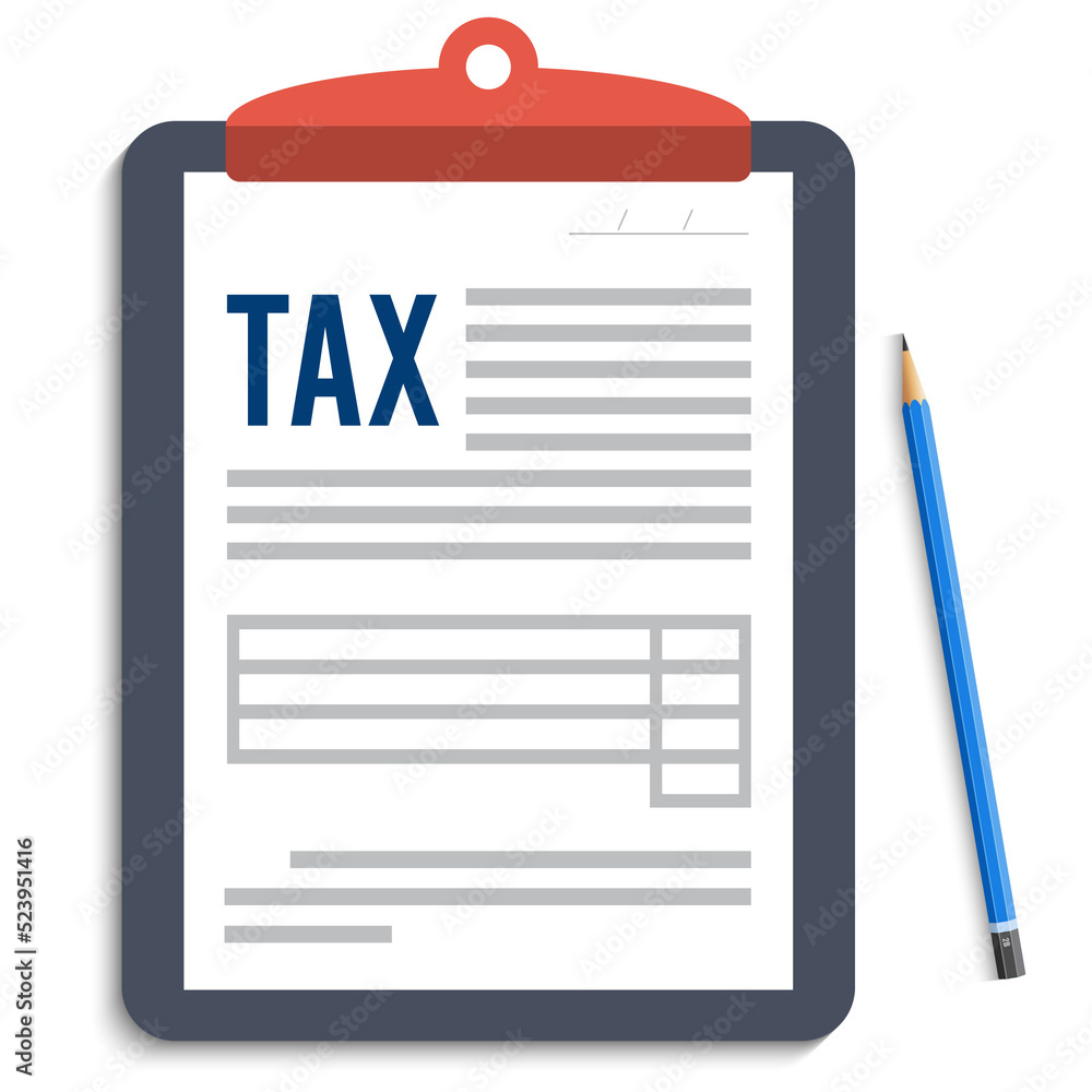 Tax form. Clipboard with tax form and pencil Tax form. Clipboard with tax form and pencil