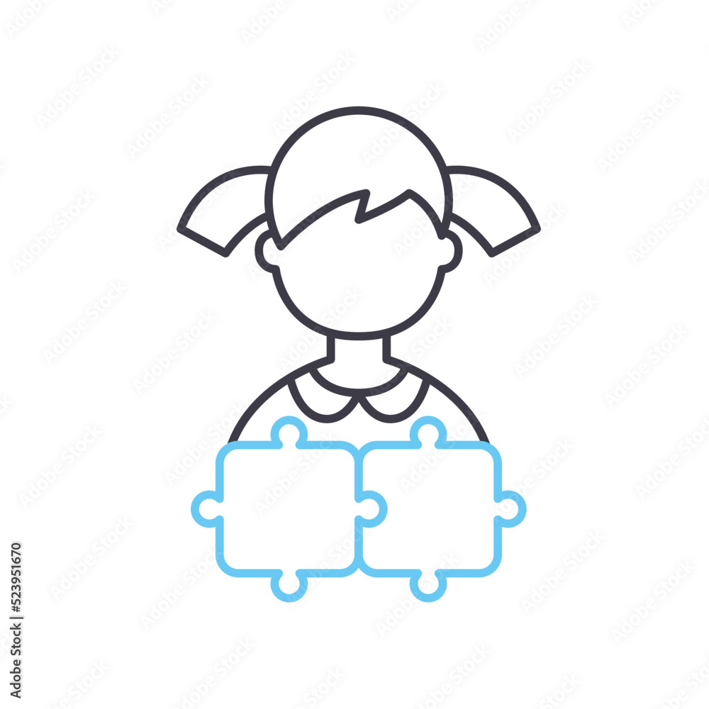 synergy and shaped mind line icon, outline symbol, vector illustration, concept sign synergy and shaped mind line icon, outline symbol, vector illustration, concept sign