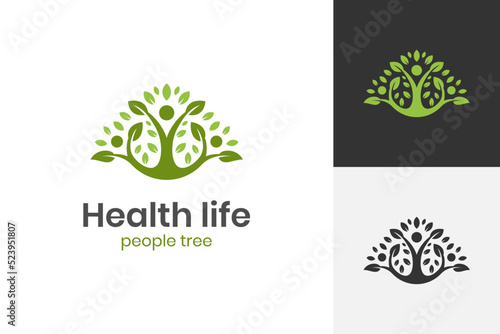 family People Tree Logo symbol, Human Tree Creative Concept Logo Design. vector illustration