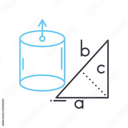 trigonometry line icon, outline symbol, vector illustration, concept sign
