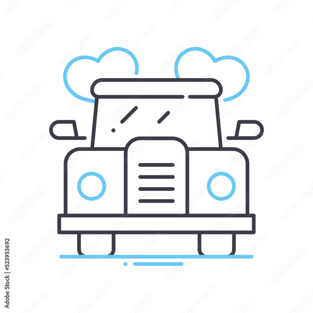 Fototapeta premium wedding car line icon, outline symbol, vector illustration, concept sign