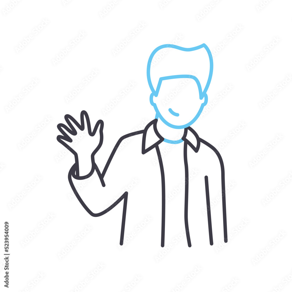 friendly greeting line icon, outline symbol, vector illustration, concept sign friendly greeting line icon, outline symbol, vector illustration, concept sign