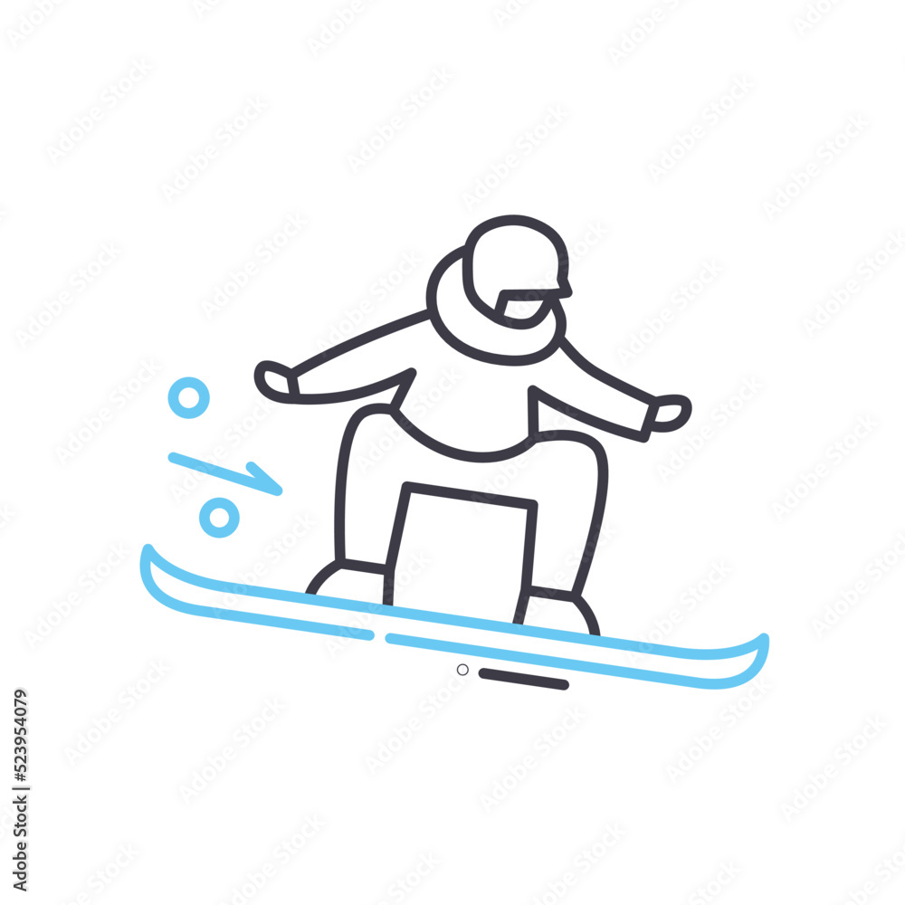 snowboarding line icon, outline symbol, vector illustration, concept sign