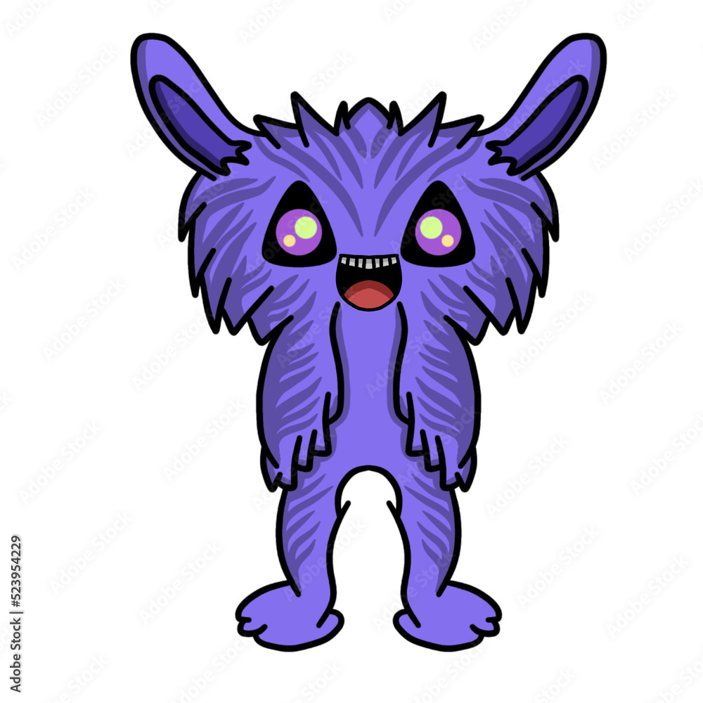 Fototapeta premium cartoon monster, blue and furry monsters, smiling furry monsters, monsters with halloween characters