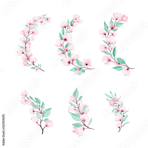 Wallpaper Mural Watercolor collection of plant elements for design. Torontodigital.ca