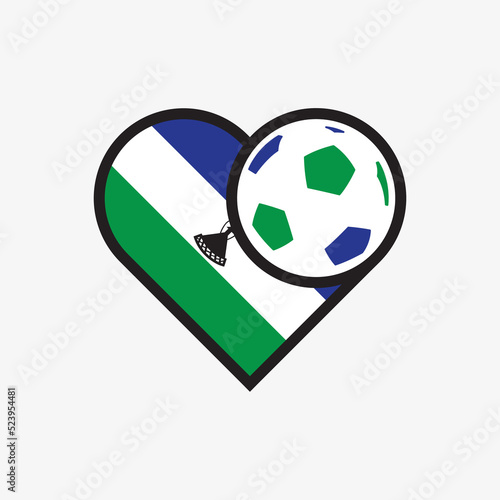 Logo sticker love Lesotho national football team. Souvenir print vector illustration