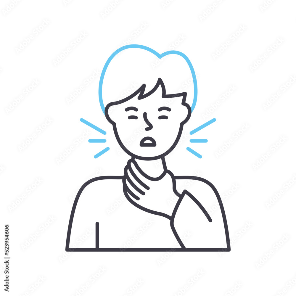 sore throat line icon, outline symbol, vector illustration, concept sign