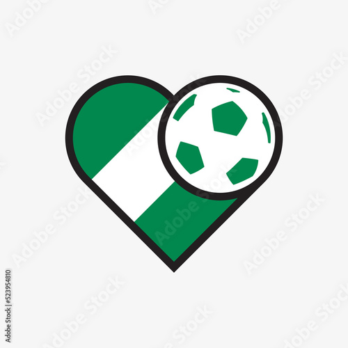 Logo sticker love Nigeria national football team. Souvenir print vector illustration