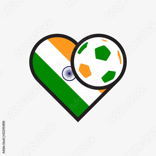 Logo sticker love India national football team. Souvenir print vector illustration