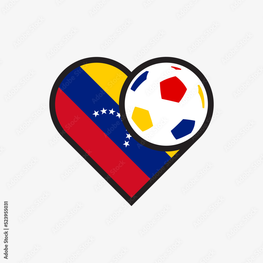 Logo sticker love Venezuela national football team. Souvenir print vector illustration