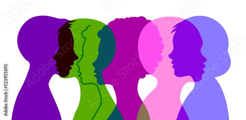 Parents and children. Drawing of a human silhouette. Family, adolescent psychology, family relations between relatives. Vector image.