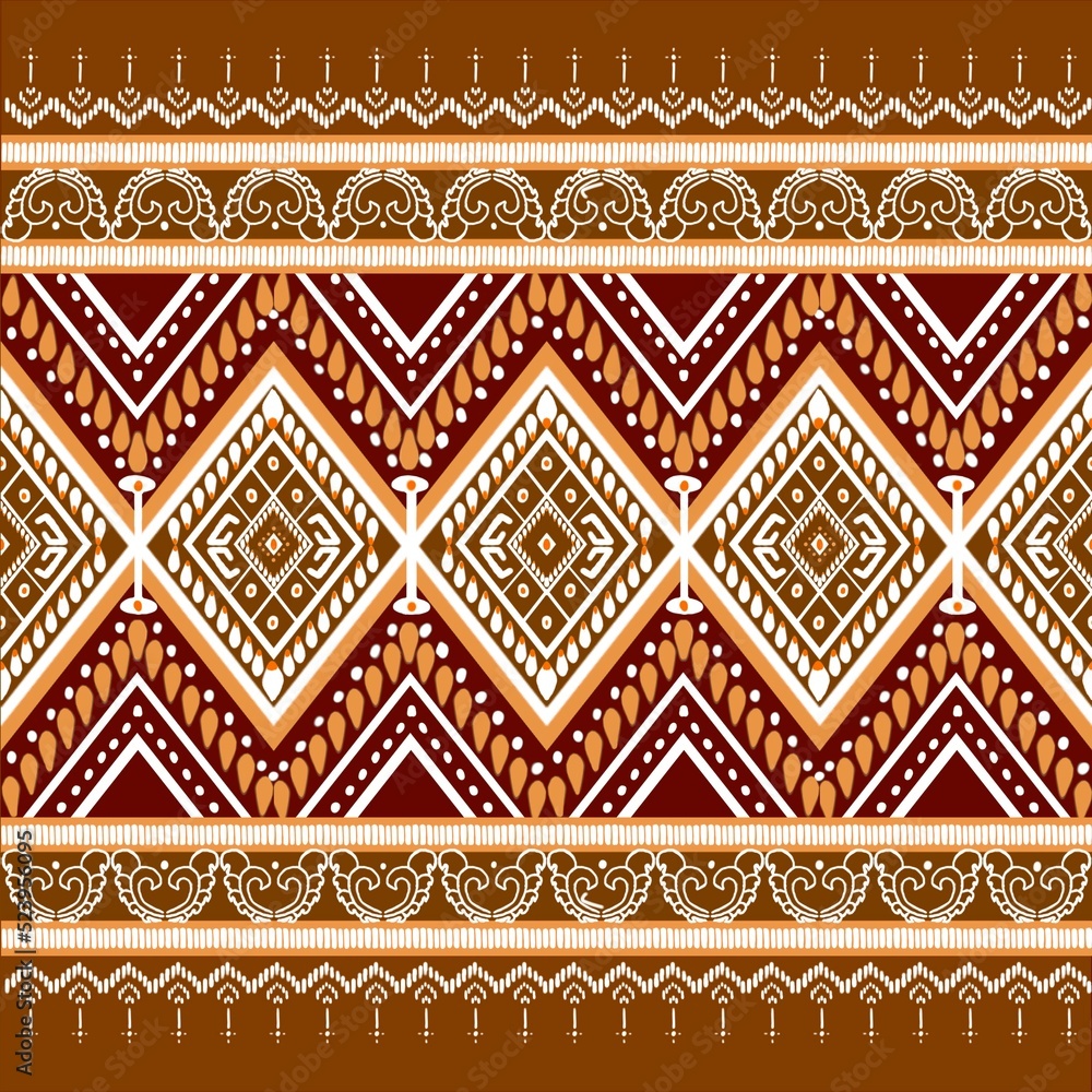 Thai silk, ethnic patterns on the fabric
Used in embroidery, curtains, background images.