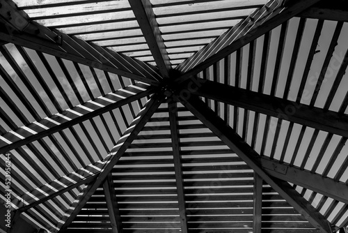 Black and White Background of Open Arched Roof.