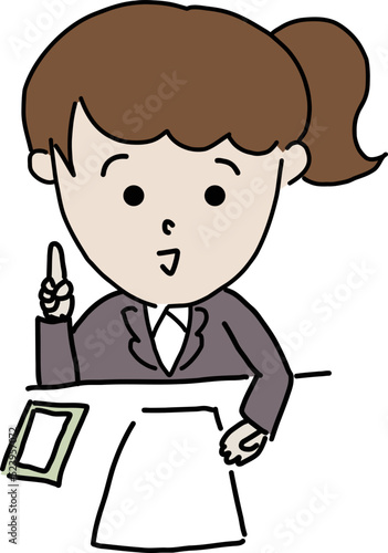 説明　解説　ポイント　プランを説明解説する窓口スタッフビジネスウーマン