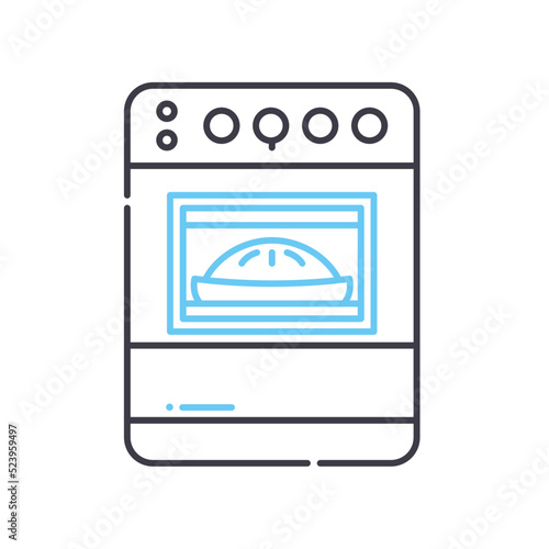 oven line icon, outline symbol, vector illustration, concept sign