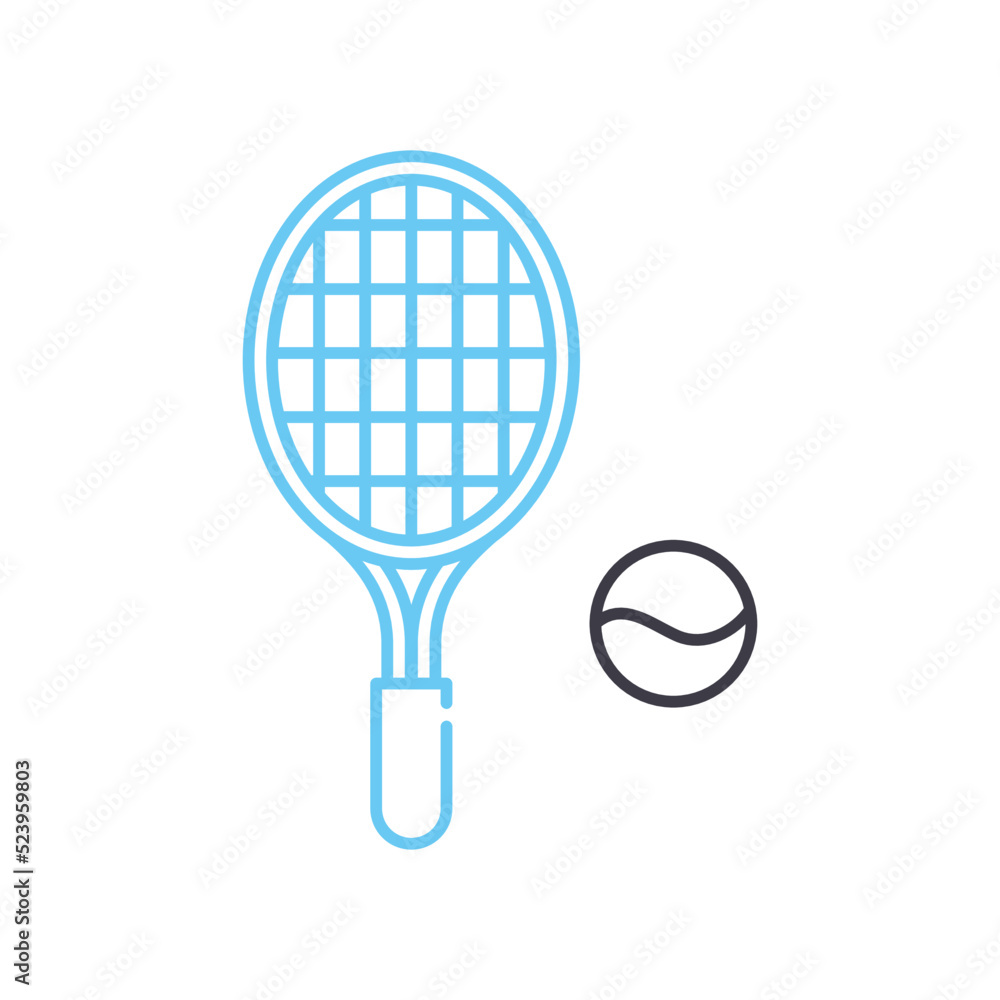 racket line icon, outline symbol, vector illustration, concept sign