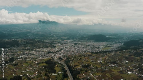 Aerial Panoramic View Of Otavalo City In Ecuador - drone shot