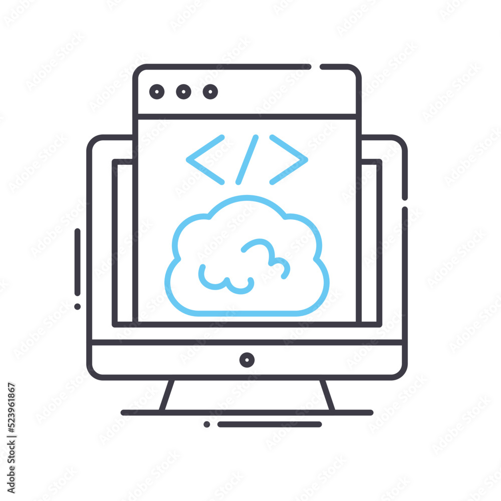 web coding line icon, outline symbol, vector illustration, concept sign web coding line icon, outline symbol, vector illustration, concept sign