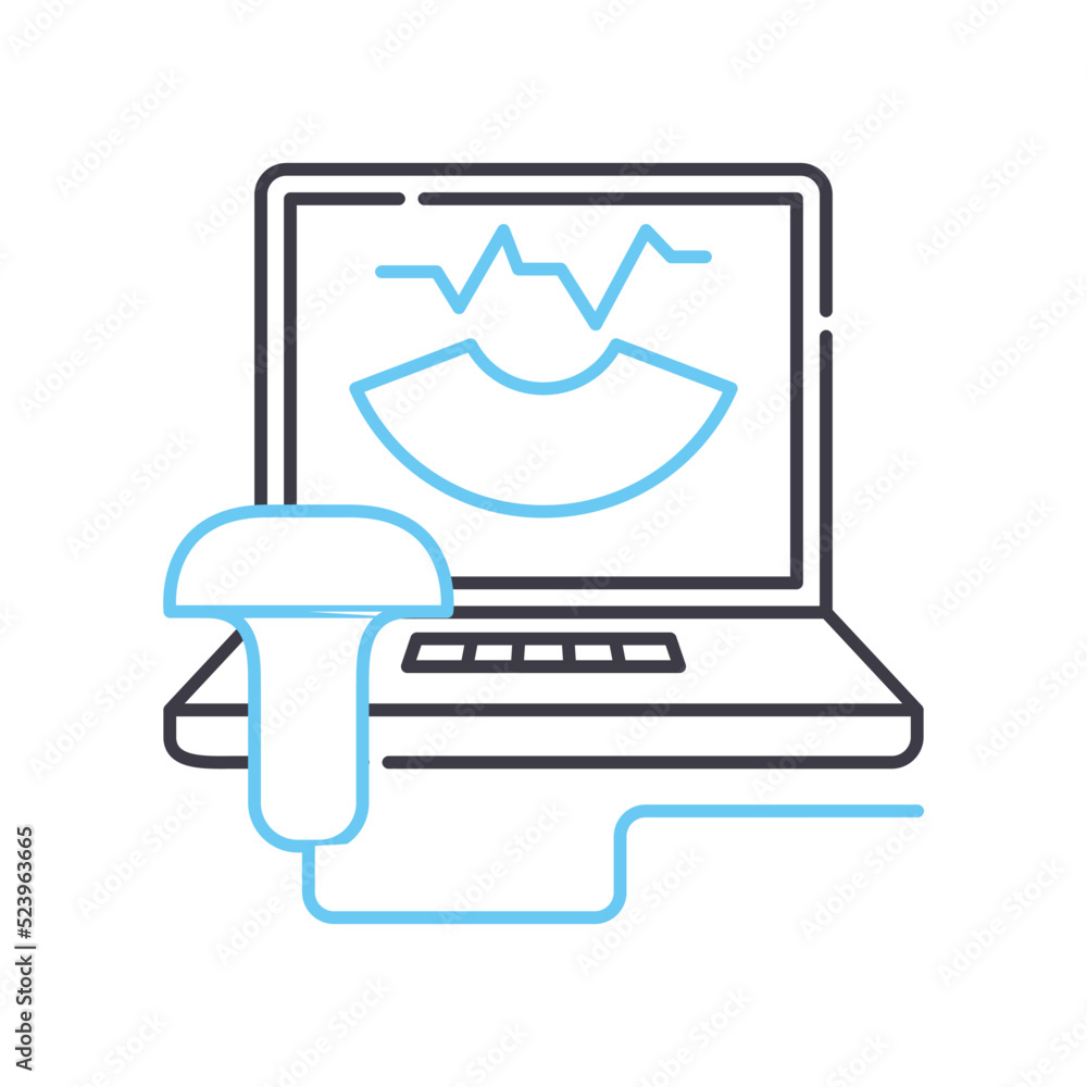 ultrasound line icon, outline symbol, vector illustration, concept sign ultrasound line icon, outline symbol, vector illustration, concept sign
