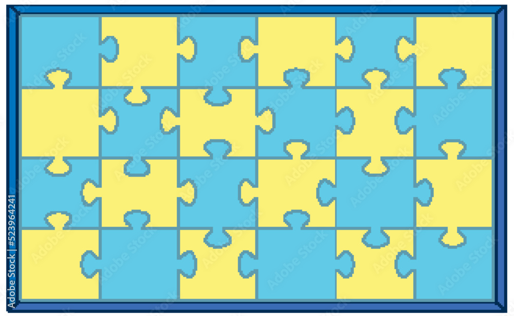 Naklejka premium Yellow and blue puzzle on frame