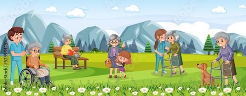 Care giving and elderly at nature environment