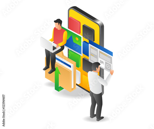Two men compiling smartphone app