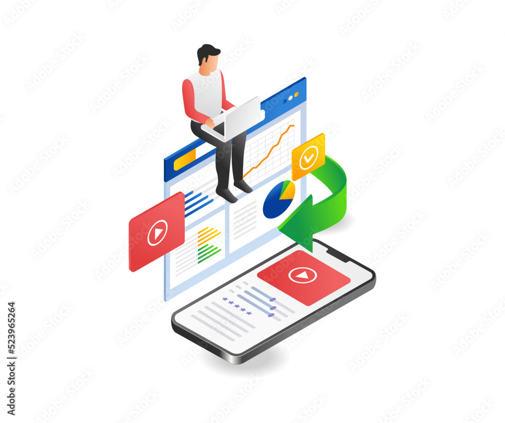 Man analyzes smartphone app data Man analyzes smartphone app data